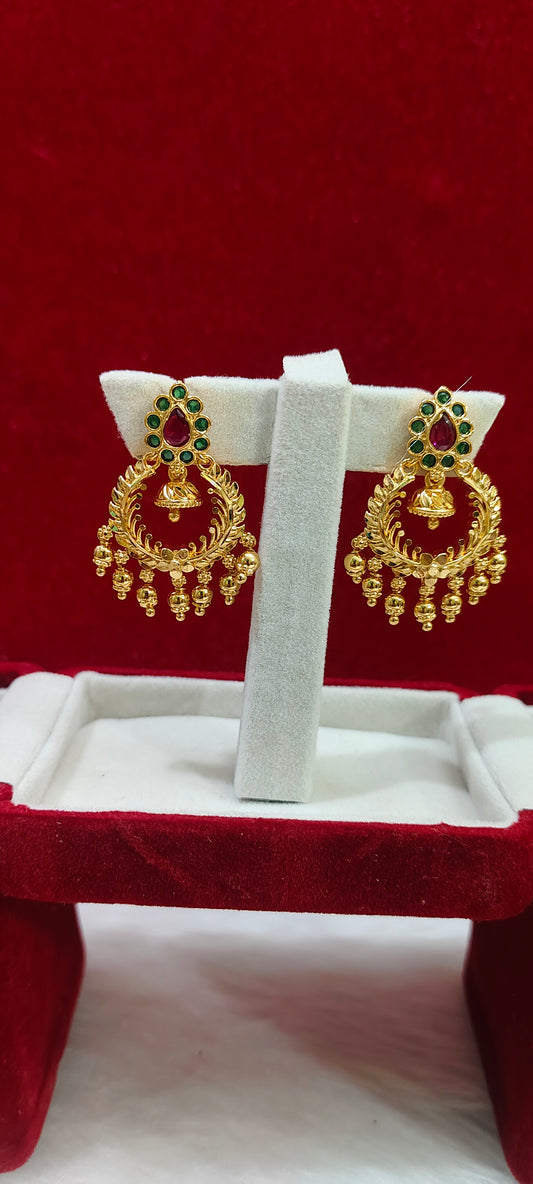 100% gold look chandbali earrings