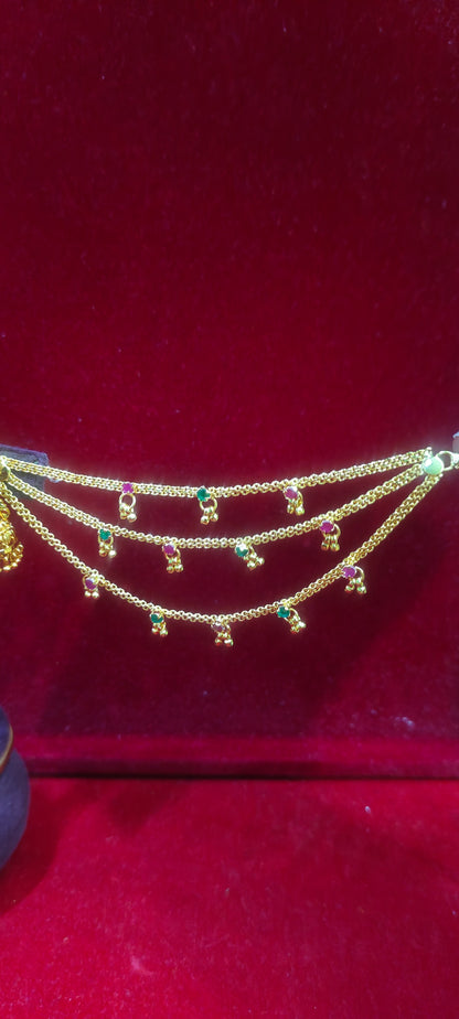 100% gold look jumkas and 3 line earchains combo