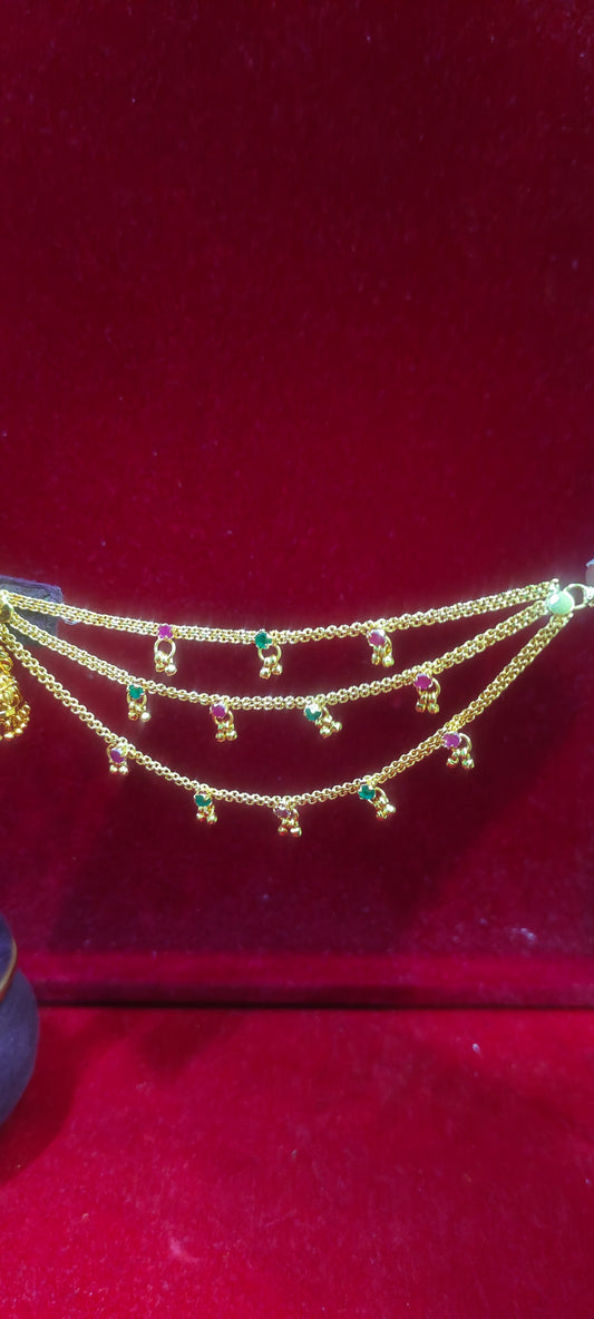 100% gold look jumkas and 3 line earchains combo