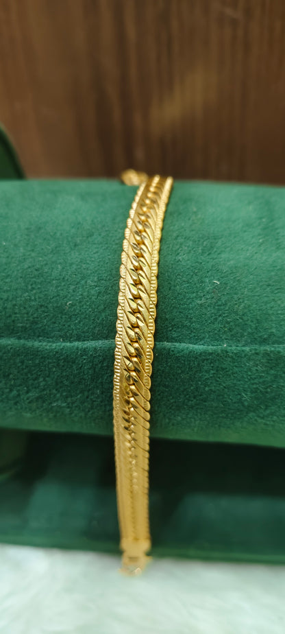 Real gold look mens bracelet with 8" length