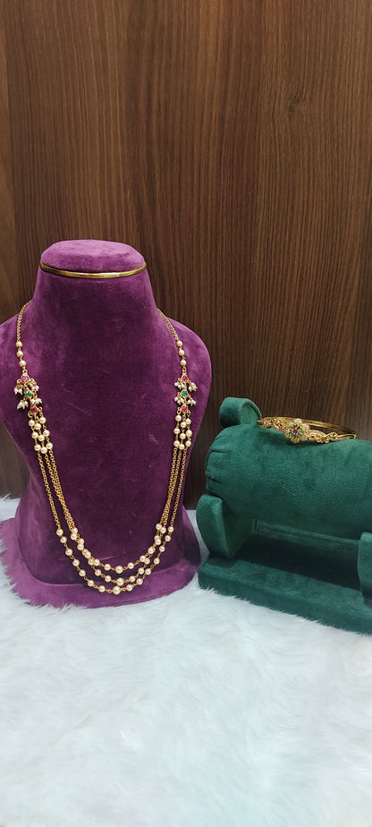 Premium nakshi 3 step chain and ladies openable kada combo