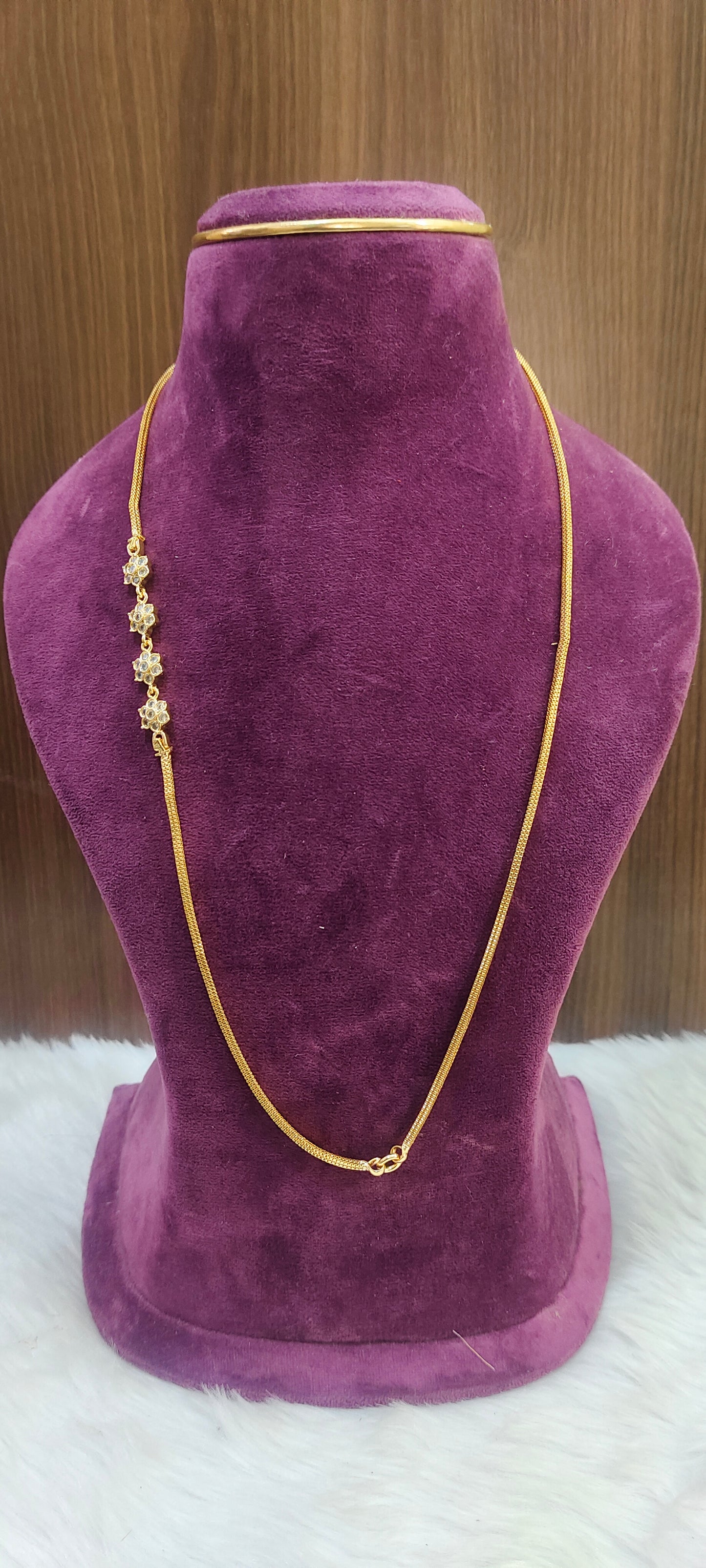 Premium micro gold plated 26" length Side pendant thali chain