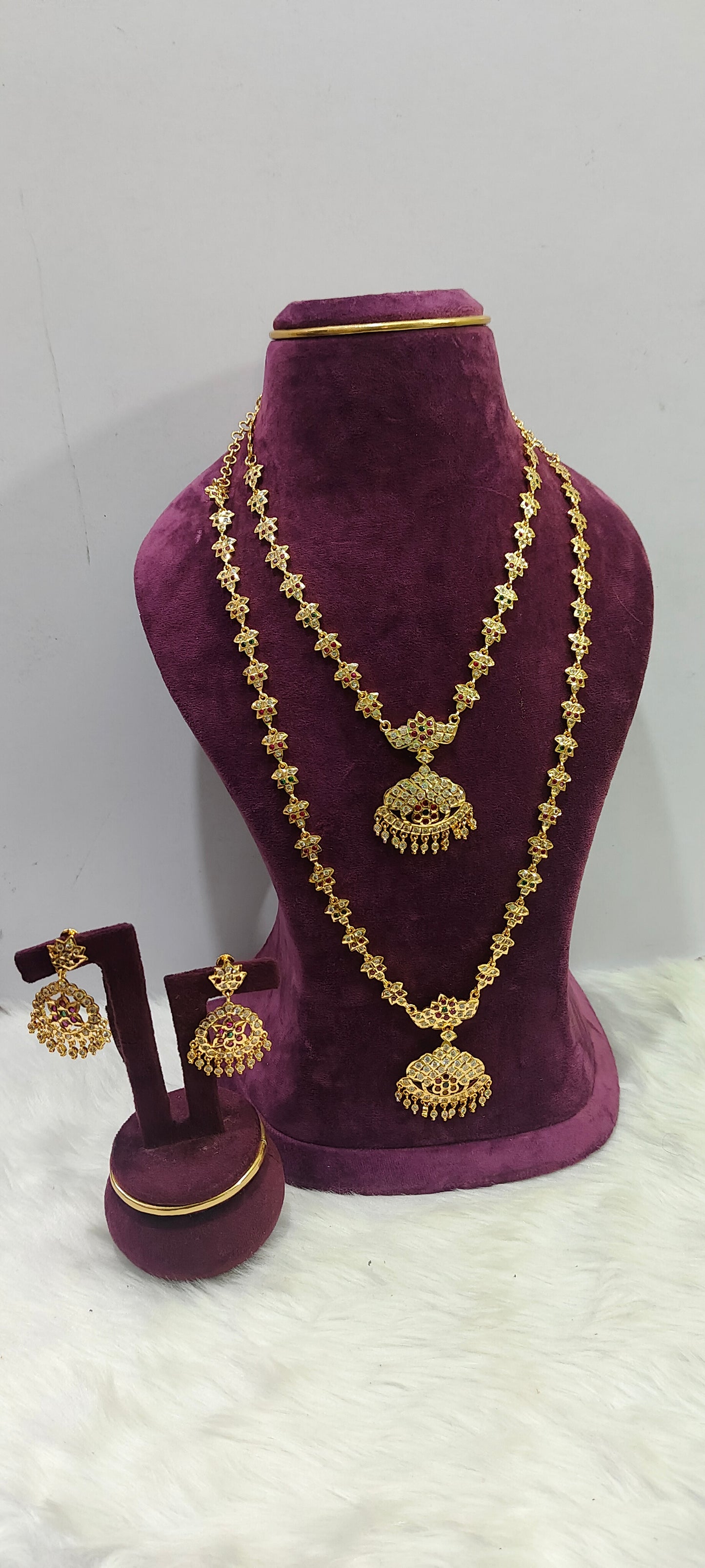 Pure panchaloham necklace and long haram combo set