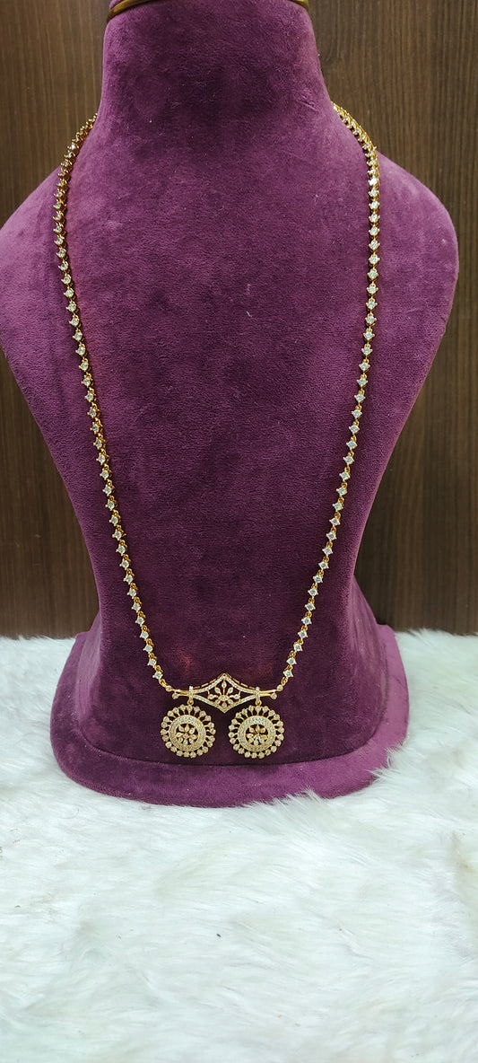 Simple daimond look 30" length thali chain with sustara