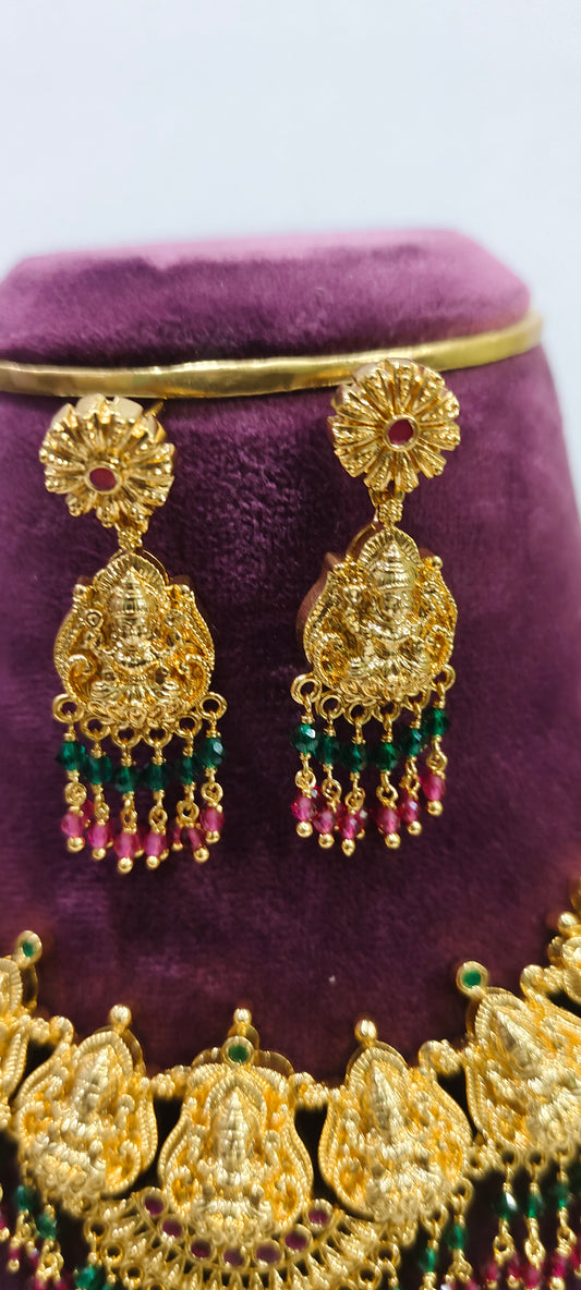 Fully micro gold plated Lakshmi Devi necklace