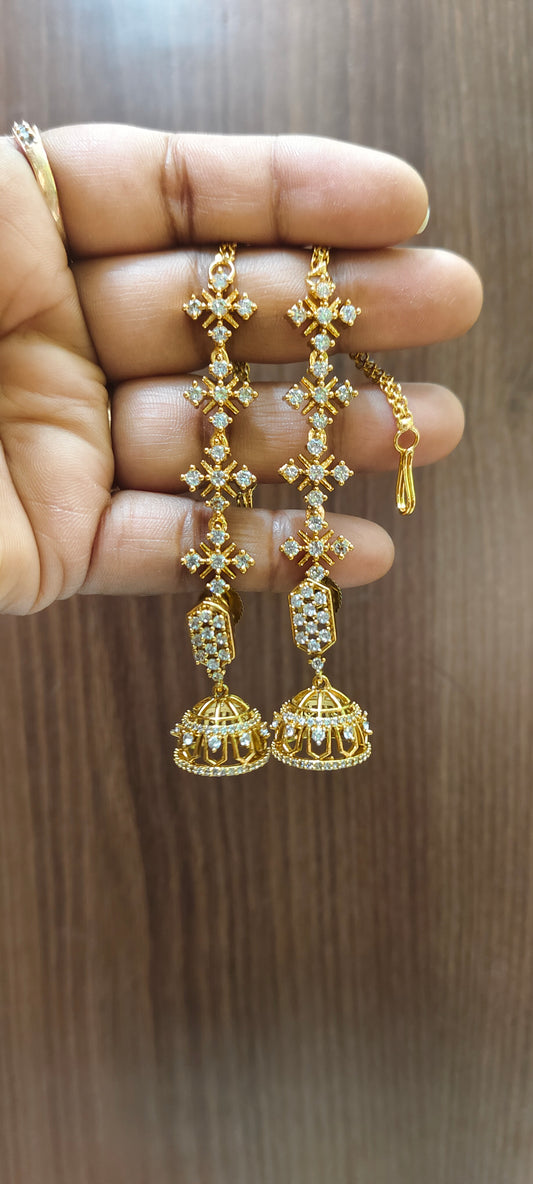 Cute stone based jumkas with maati combo ( maati detachable)