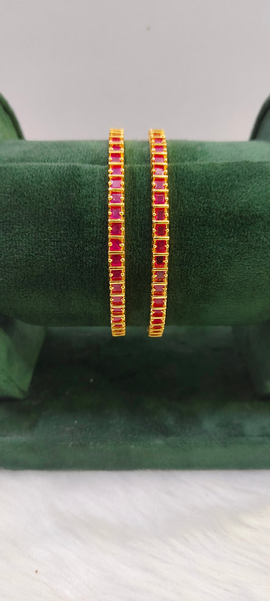 Gold look Ruby cz bangles