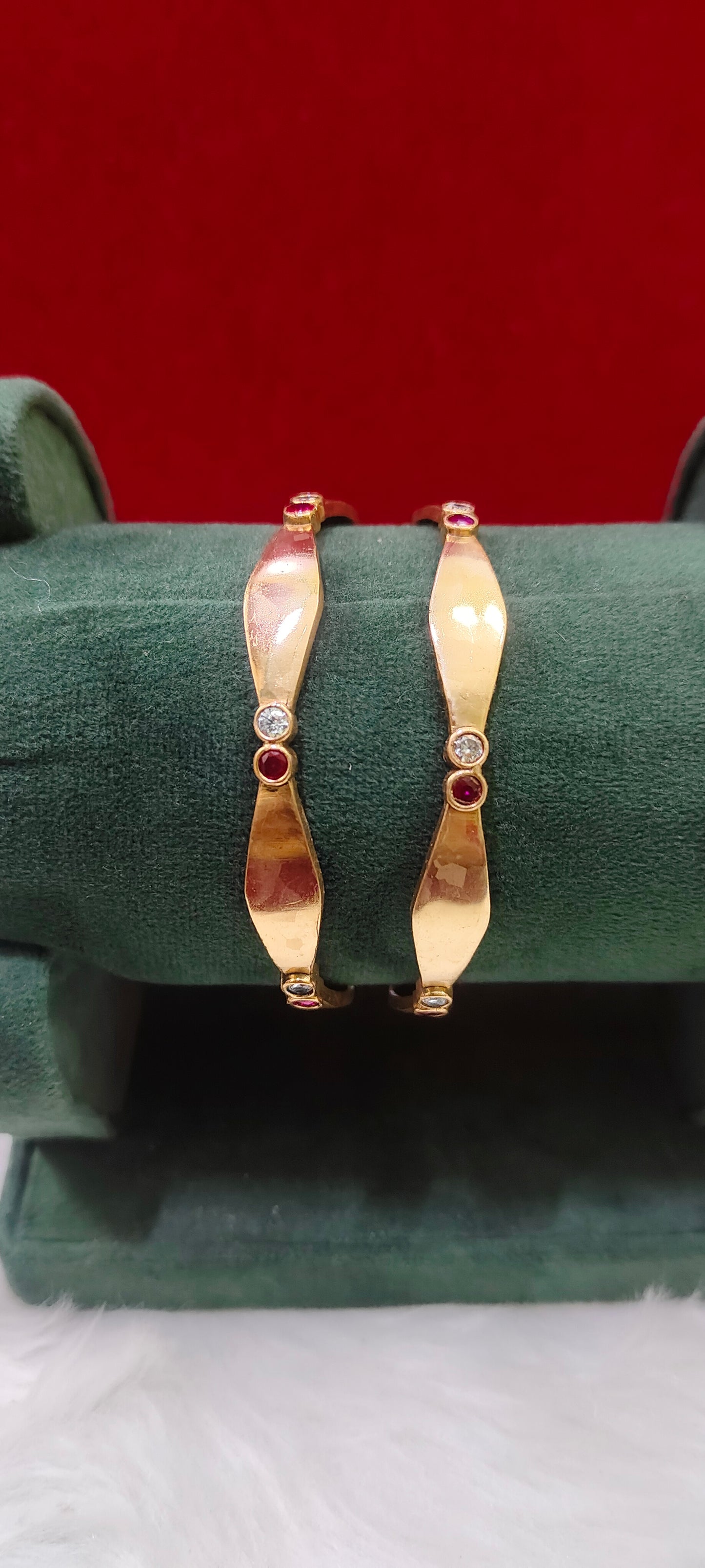 Pure panchaloham unpolished 2 stone bangles