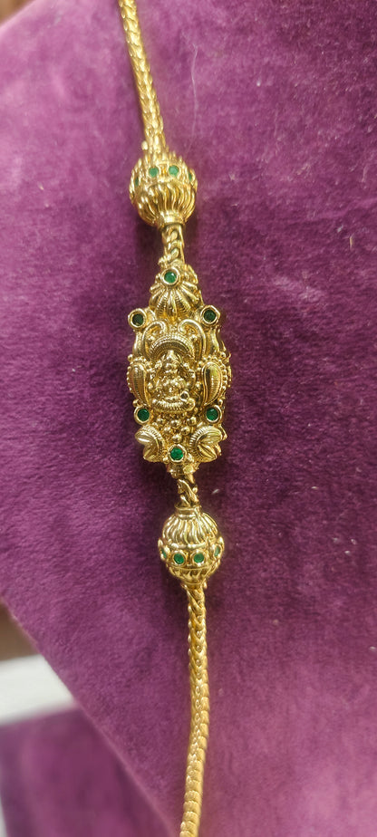 Premium nakshi gold look 24" length side Lakshmi Devi pendant thali chain
