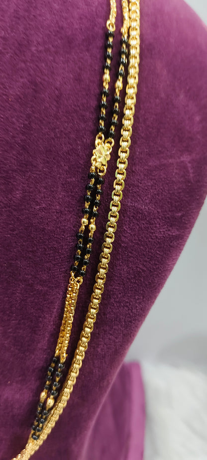 Premium micro gold plated 3 set combo (26" length Thali chain 28" length long black hair with vanki ring )