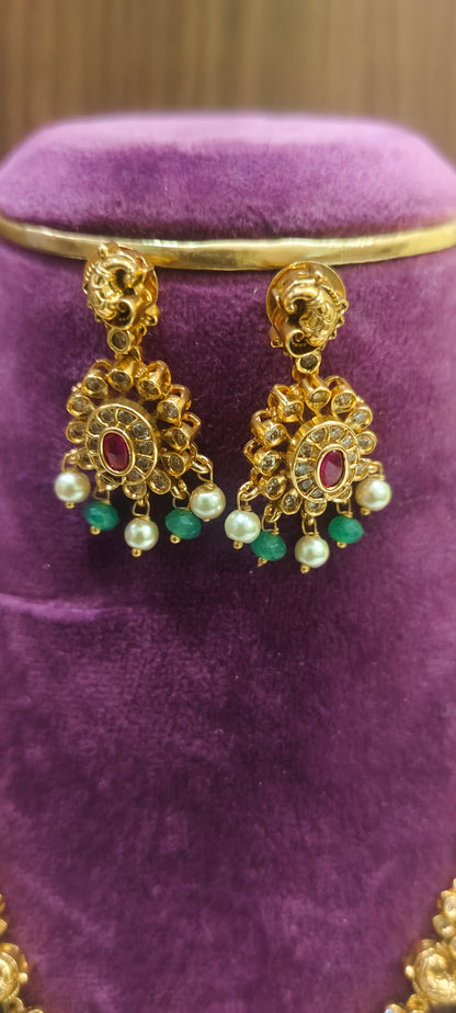 High premium nakshi necklace set with 3d embossed