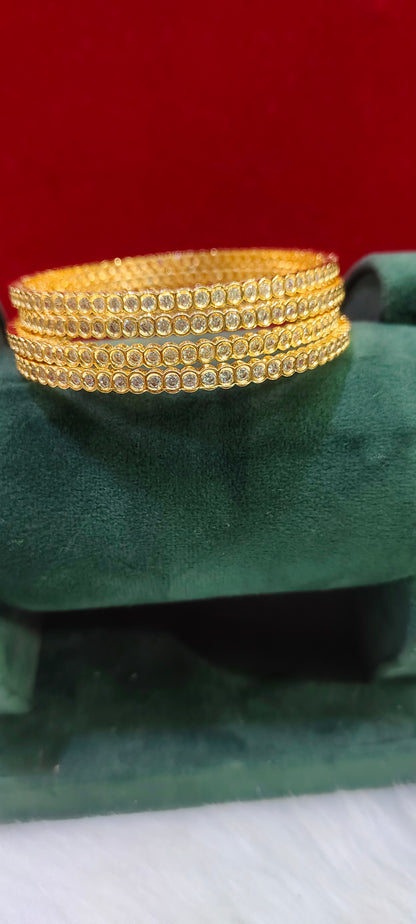 Pure panchaloham white stone 4 bangles