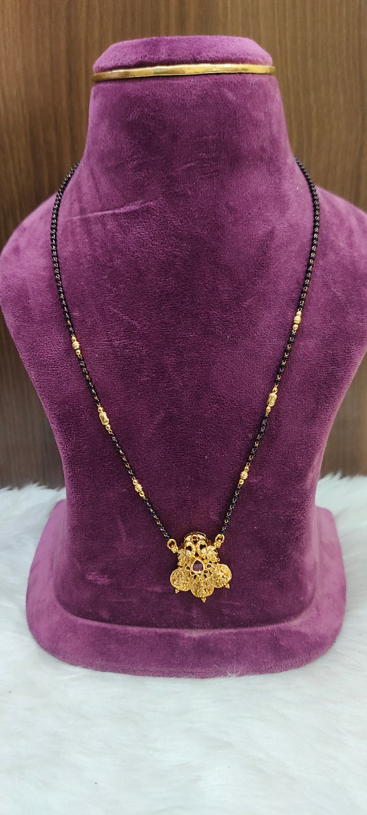 Premium nakshi pendant 18" length black beads