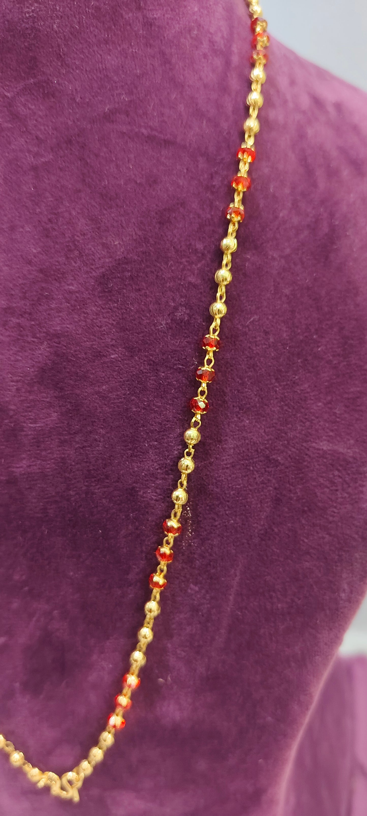 Premium micro gold plated 24" length dd balls with beads chain