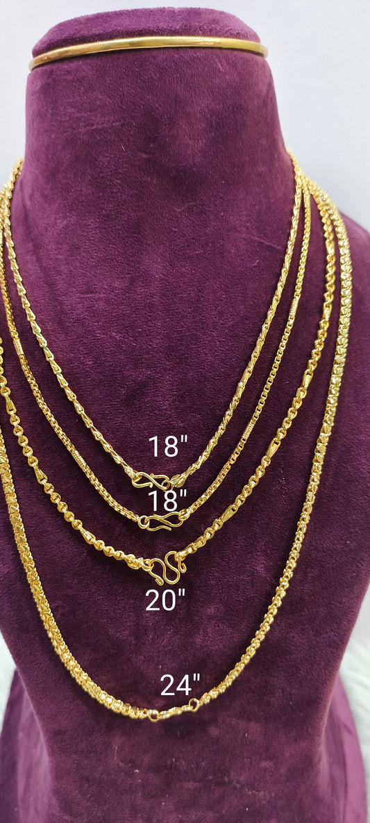 Premium micro gold plated 4 chains combo (24" thali chain,20"mens chain,2 short chain 18" length)