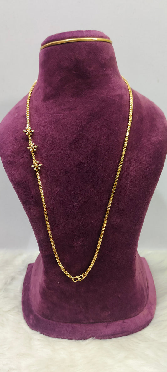Premium micro gold 26" length thali chain (stone colour may changes)