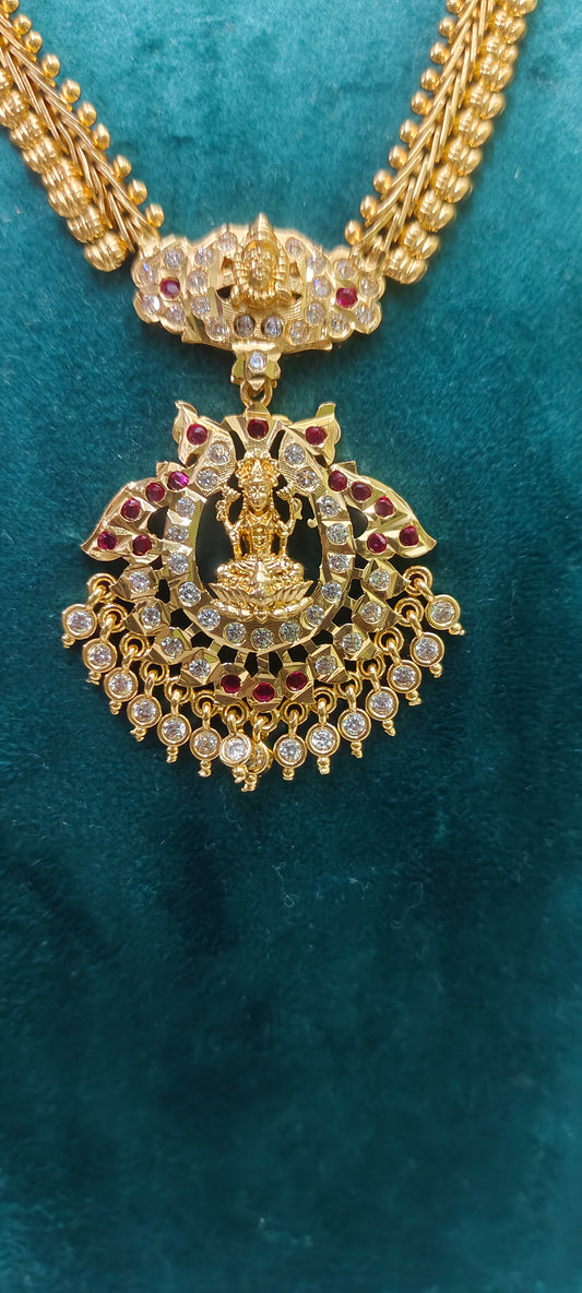 Pure panchaloham vintage look Mango necklace with Lakshmi Devi and balaji pendant (stone colour may changes)