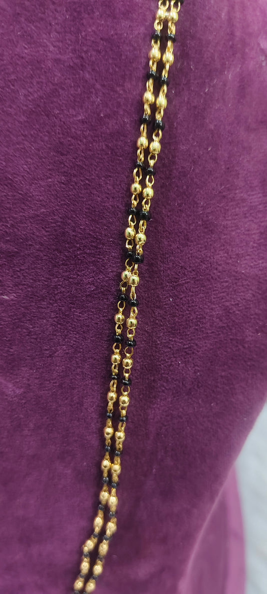 Premium gold look 26" length 2 line black beads