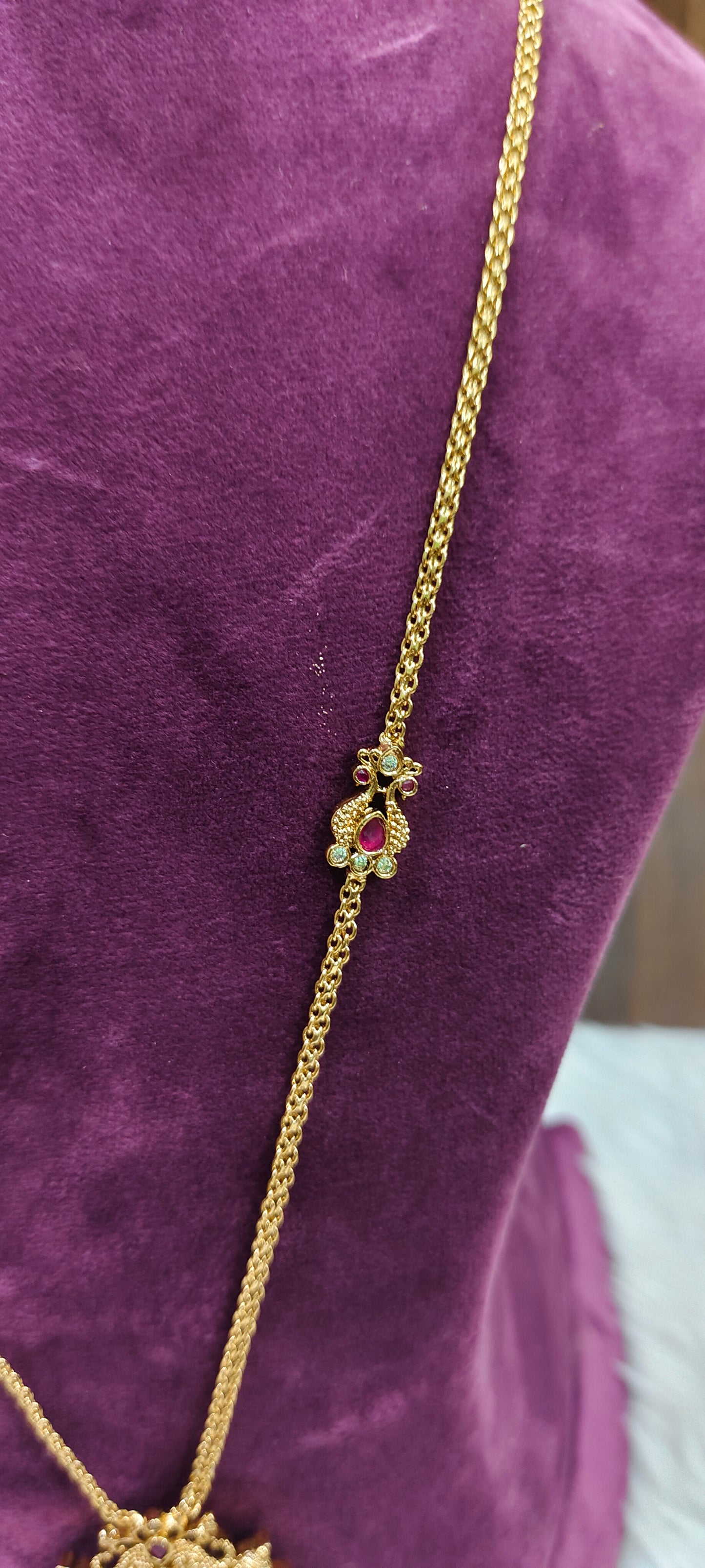 Premium nakshi 28" length pendant chain and jumkas