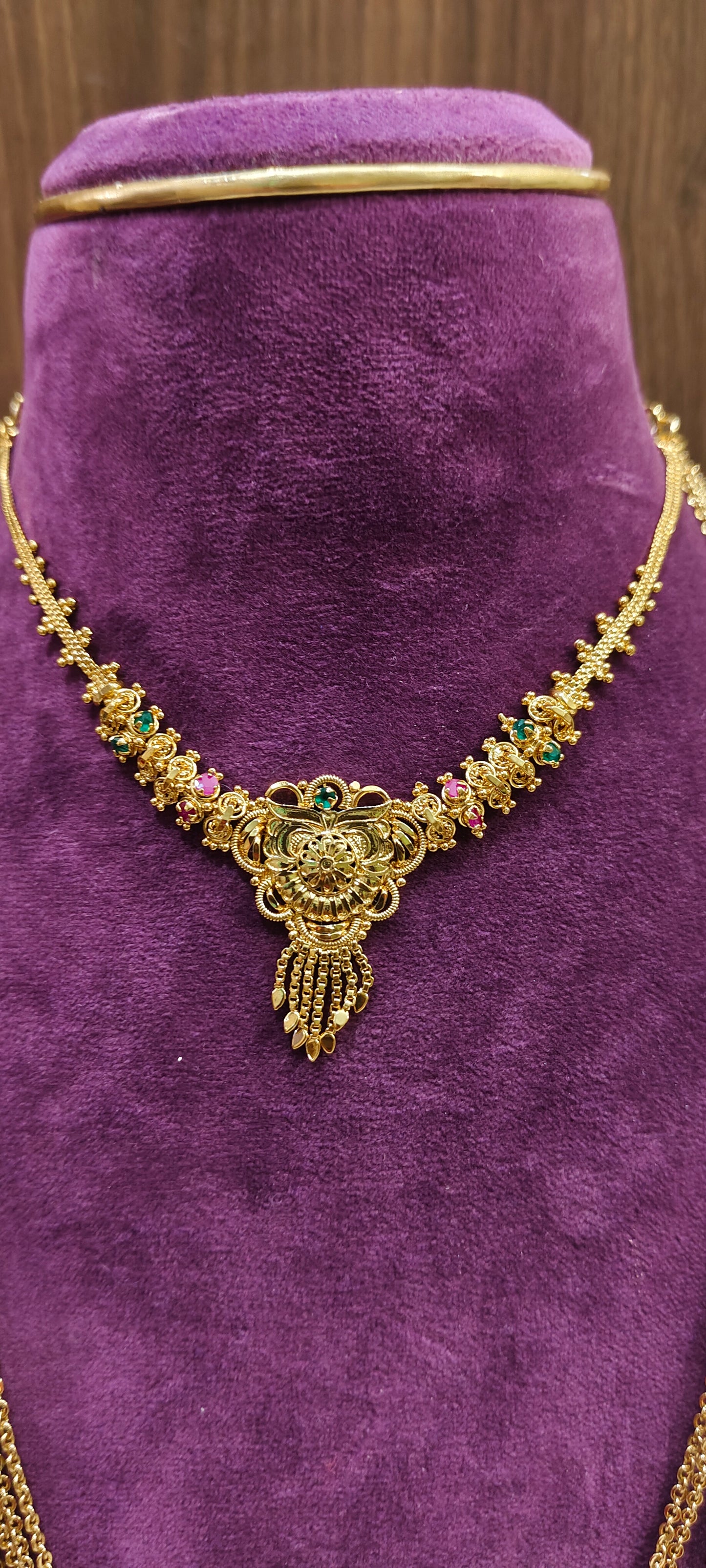 Premium nakshi 5 step 28" length chandra haram with simple necklace combo (necklace design slightly may changes)