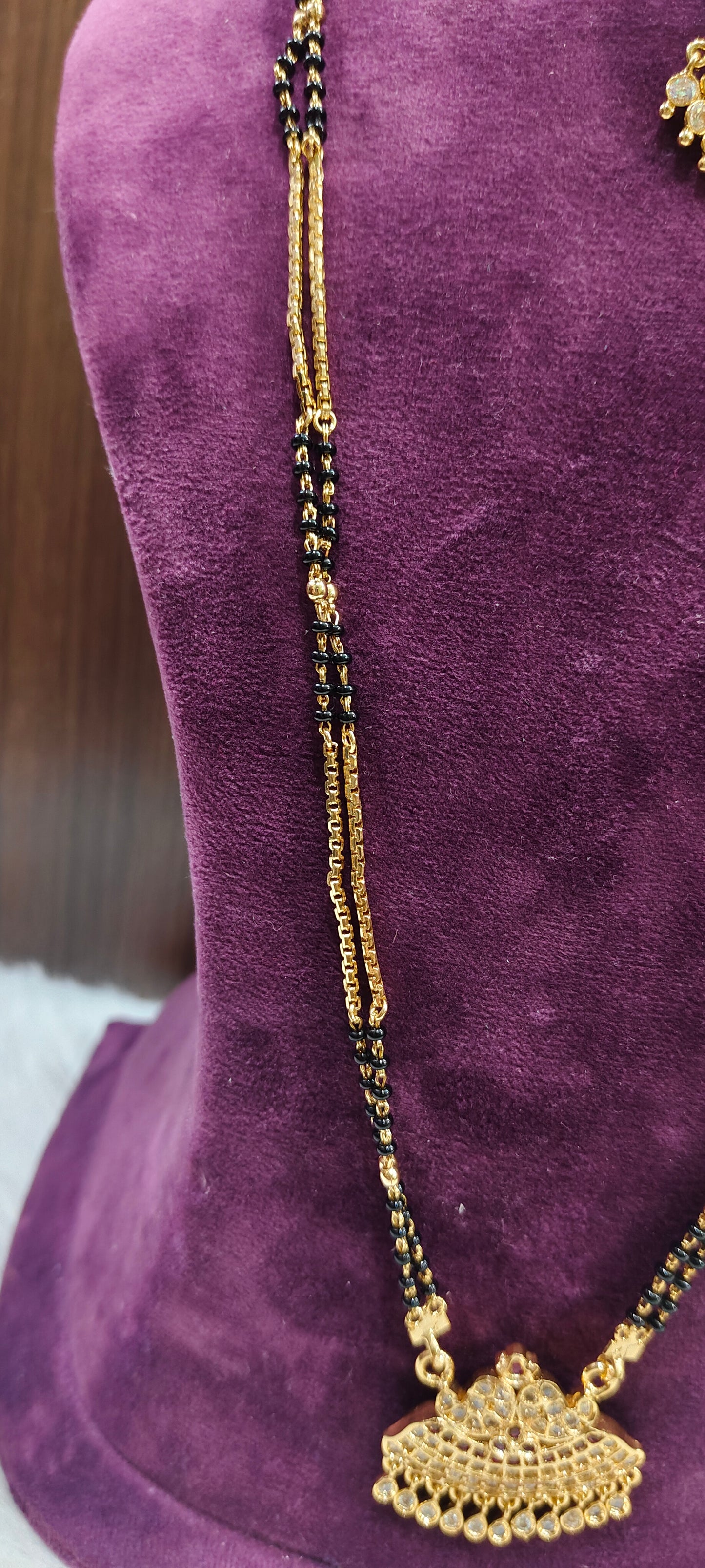 Pure panchaloham necklace and black beads combo( black beads chain not panchaloham)