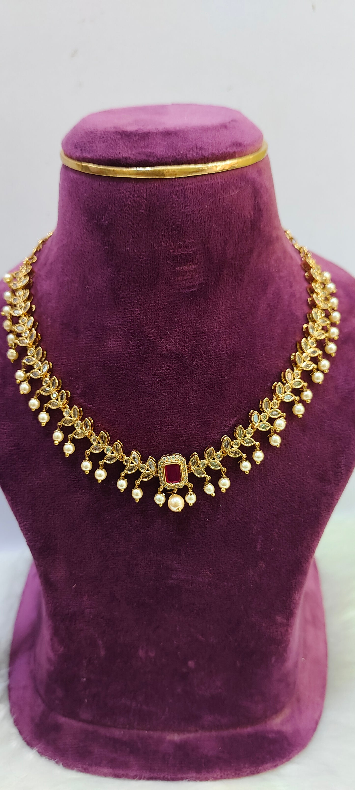 Premium nakshi polki stone necklace set