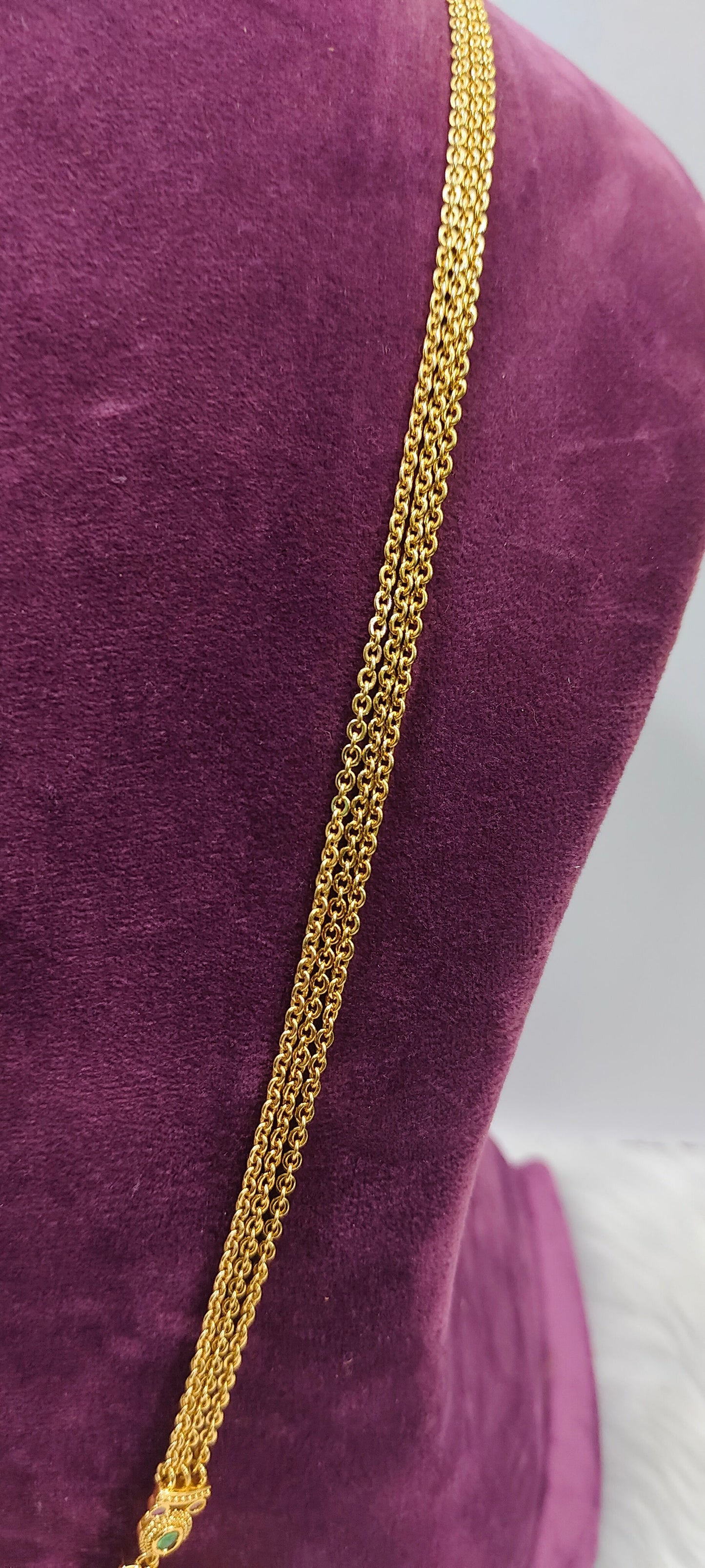 High premium nakshi 32" length 3 line chandraharam