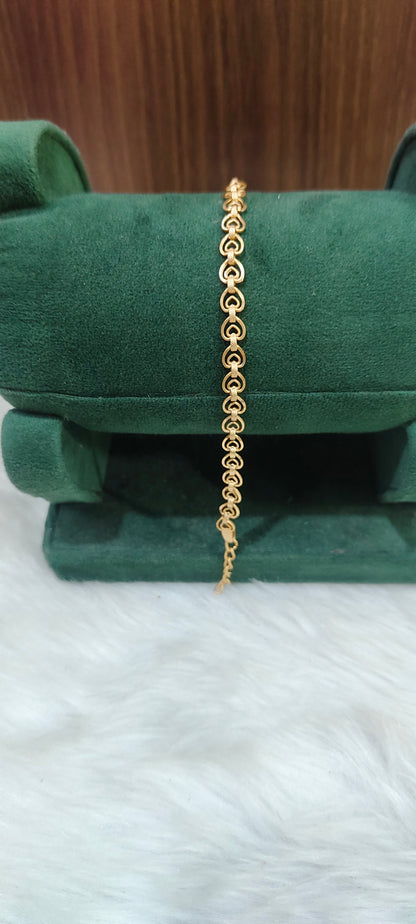 Pure panchaloham unpolished heart shape ladies bracelet