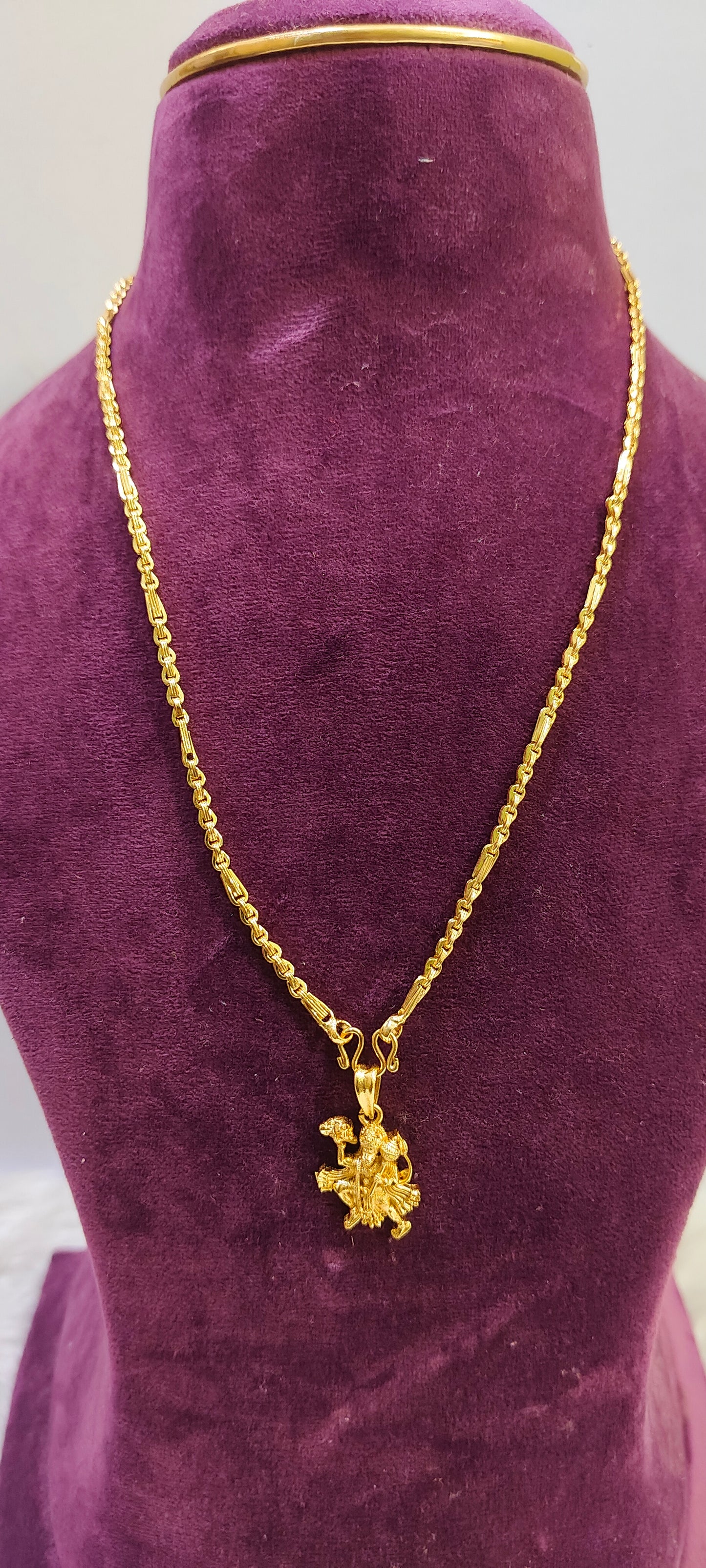 Gold look 20" length ganesh or hanuman pendant chain