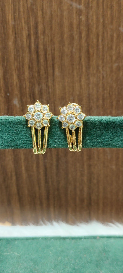 Pure panchaloham daimond look j type earrings