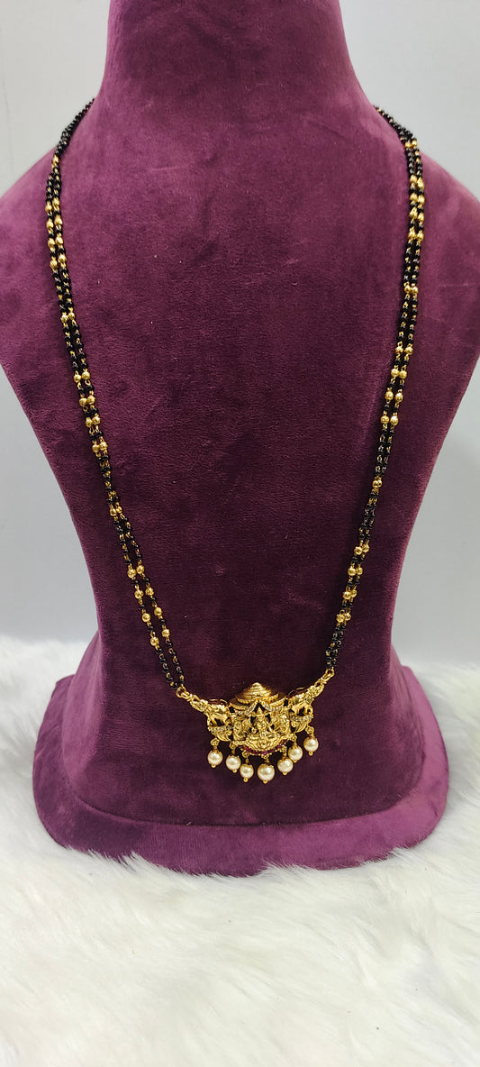 Premium nakshi 28" length black beads