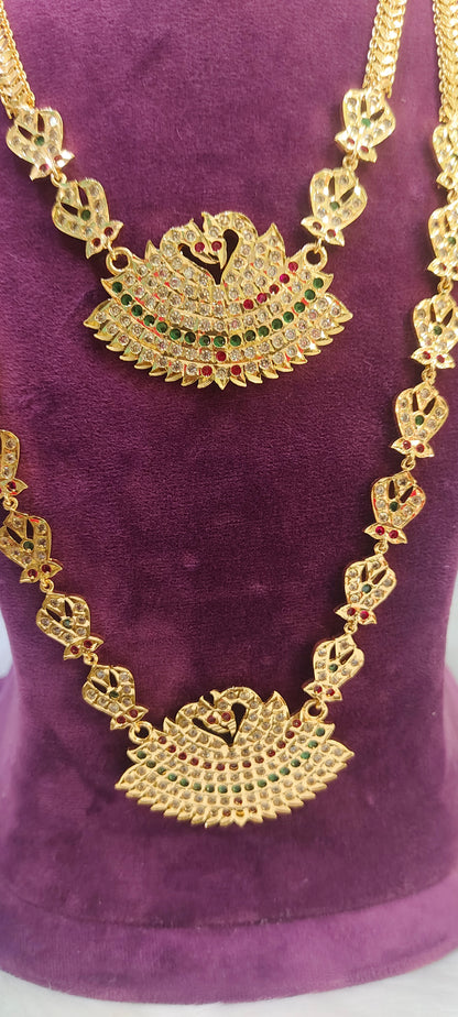 Pure panchaloham necklace and long haram combo set