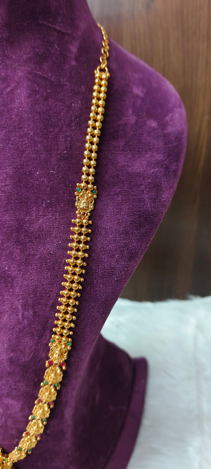 Simple long haram with Lakshmi Devi pendant