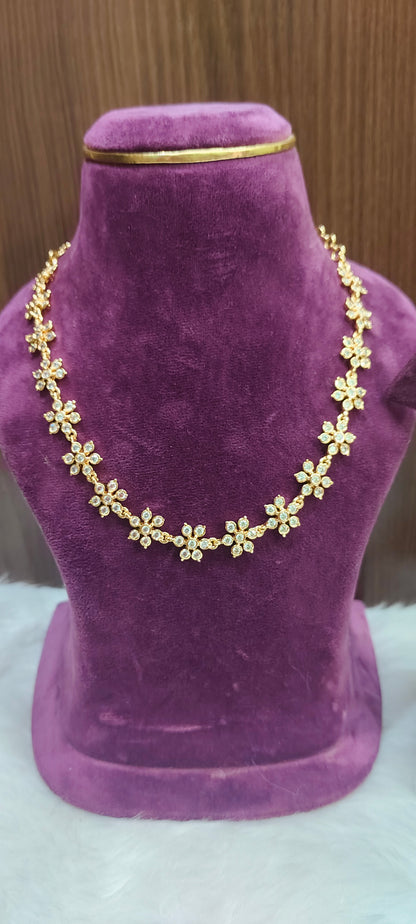 Pure panchaloham diamond look necklace with free earrings