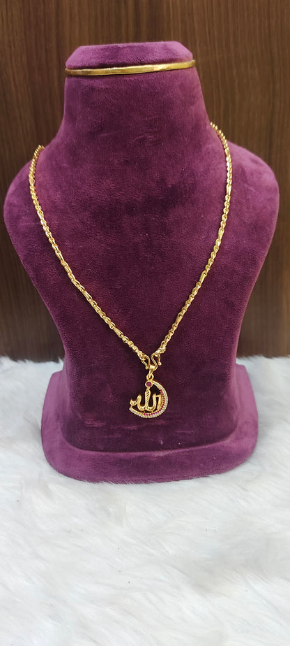Premium micro gold plated 20" length allah pendant chain