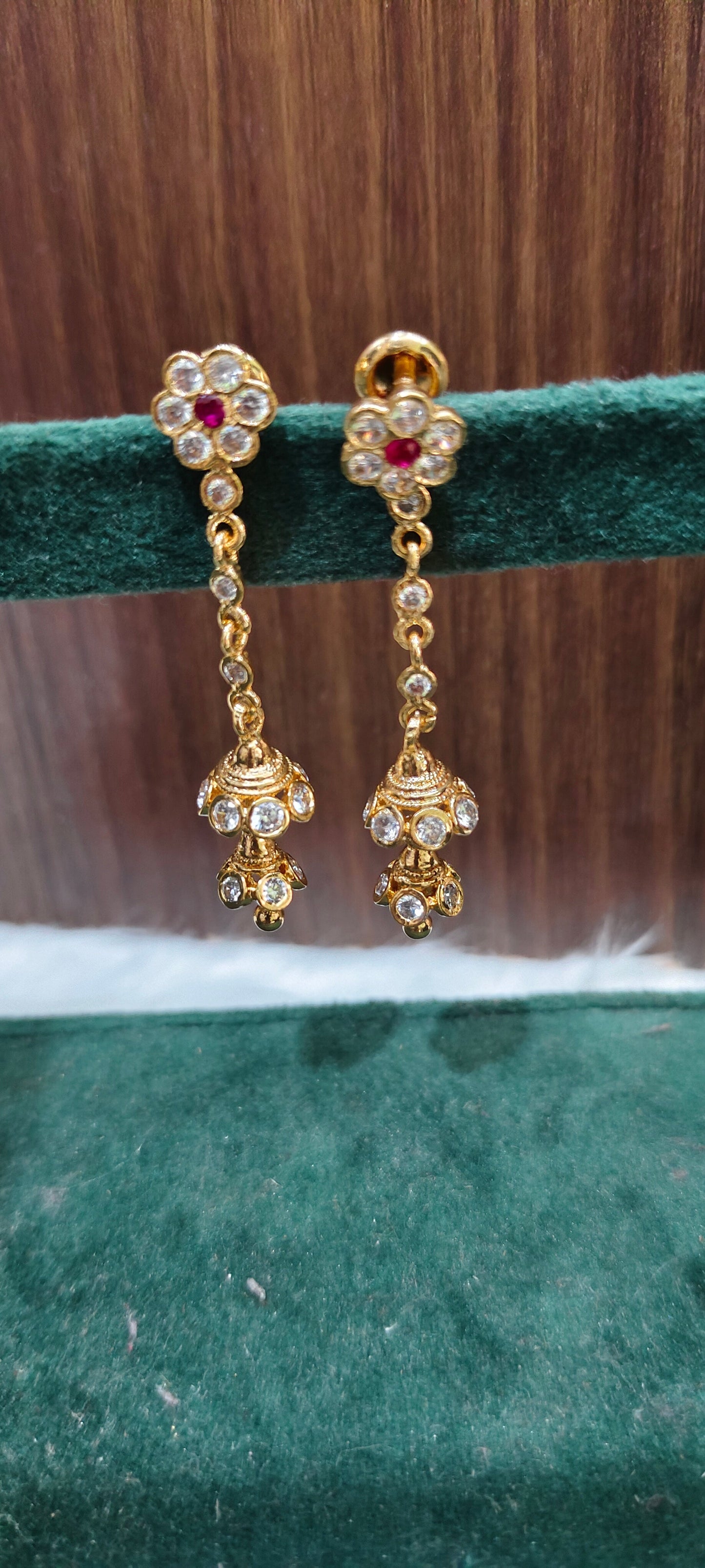 Pure panchaloham gold look string earrings