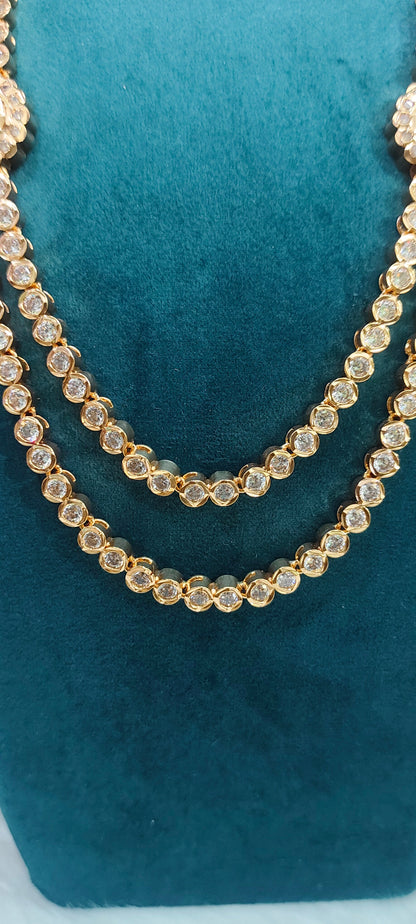 Pure panchaloham diamond look 2 step necklace