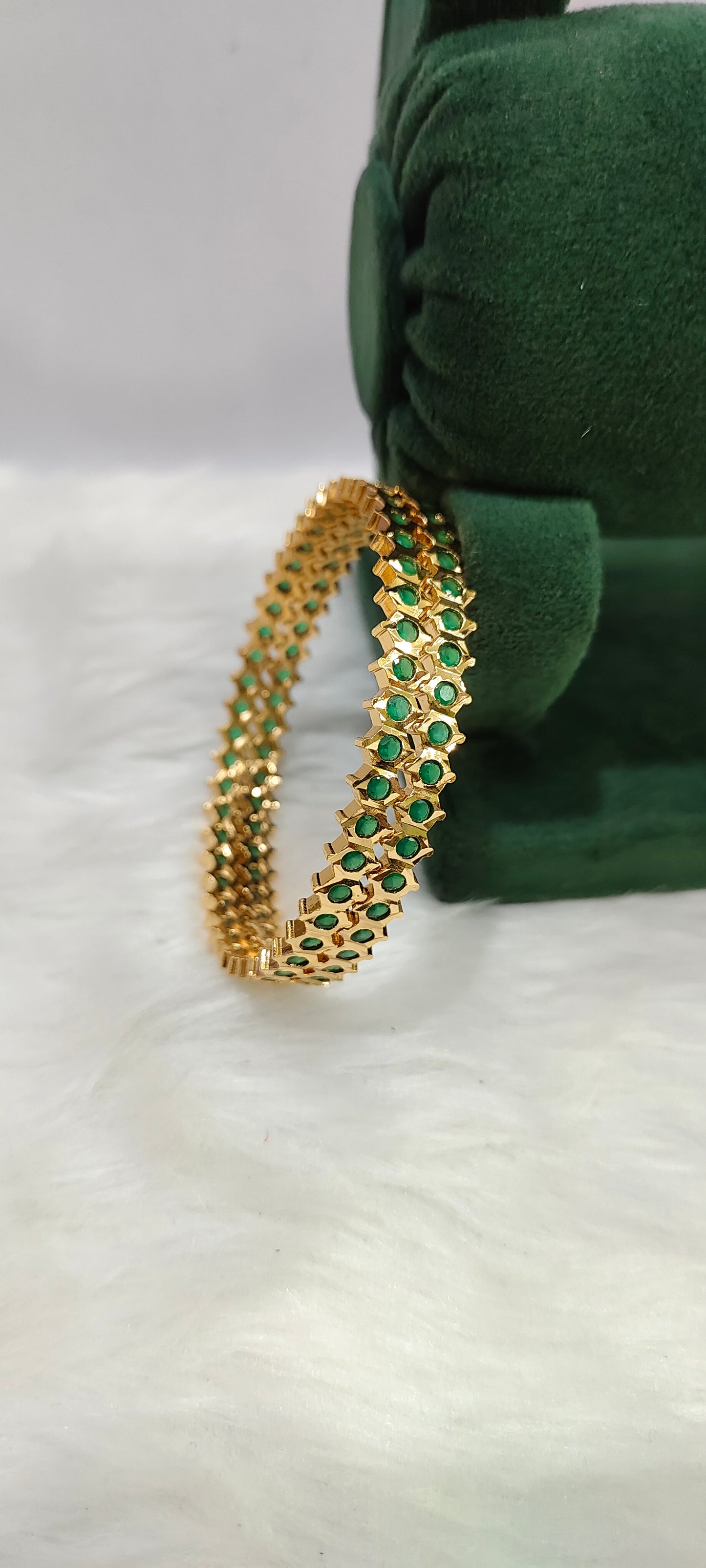 Pure panchaloham green stone 2 bangles