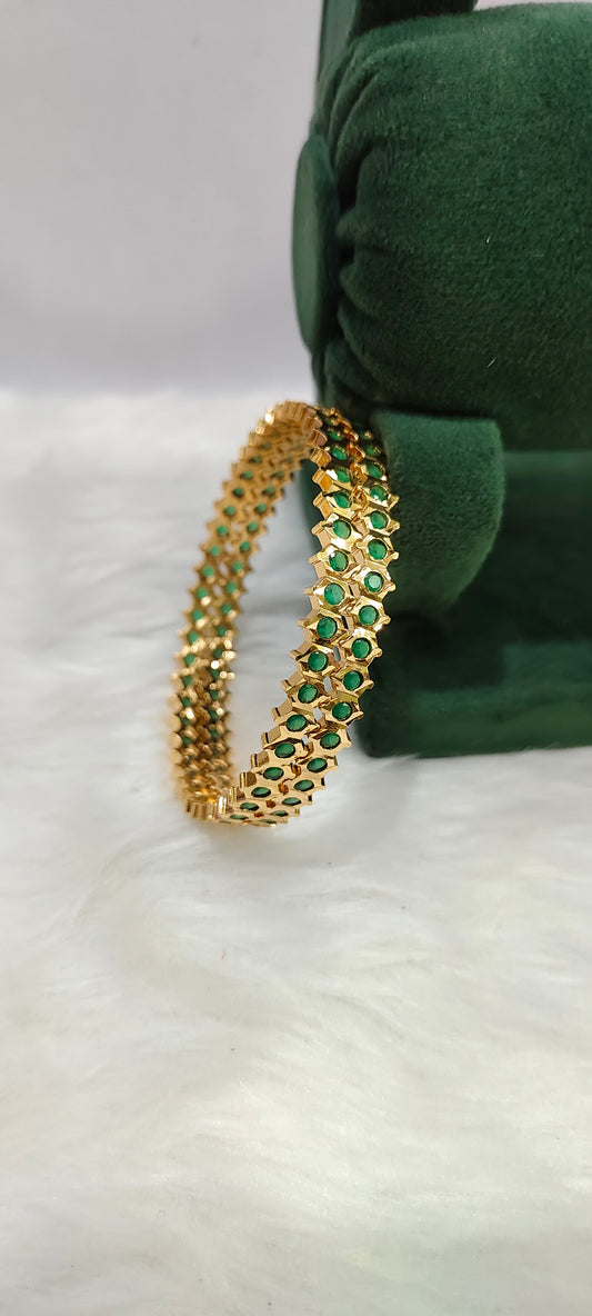 Pure panchaloham green stone 2 bangles