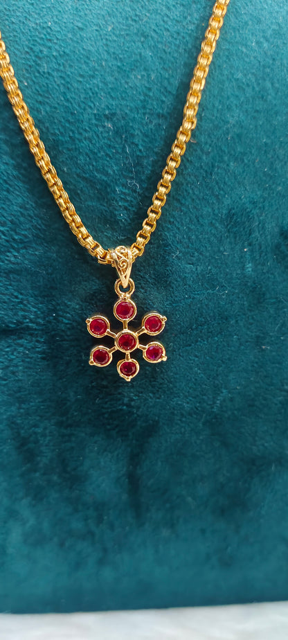 Pure panchaloham pendant and studs with micro gold 18" length chain