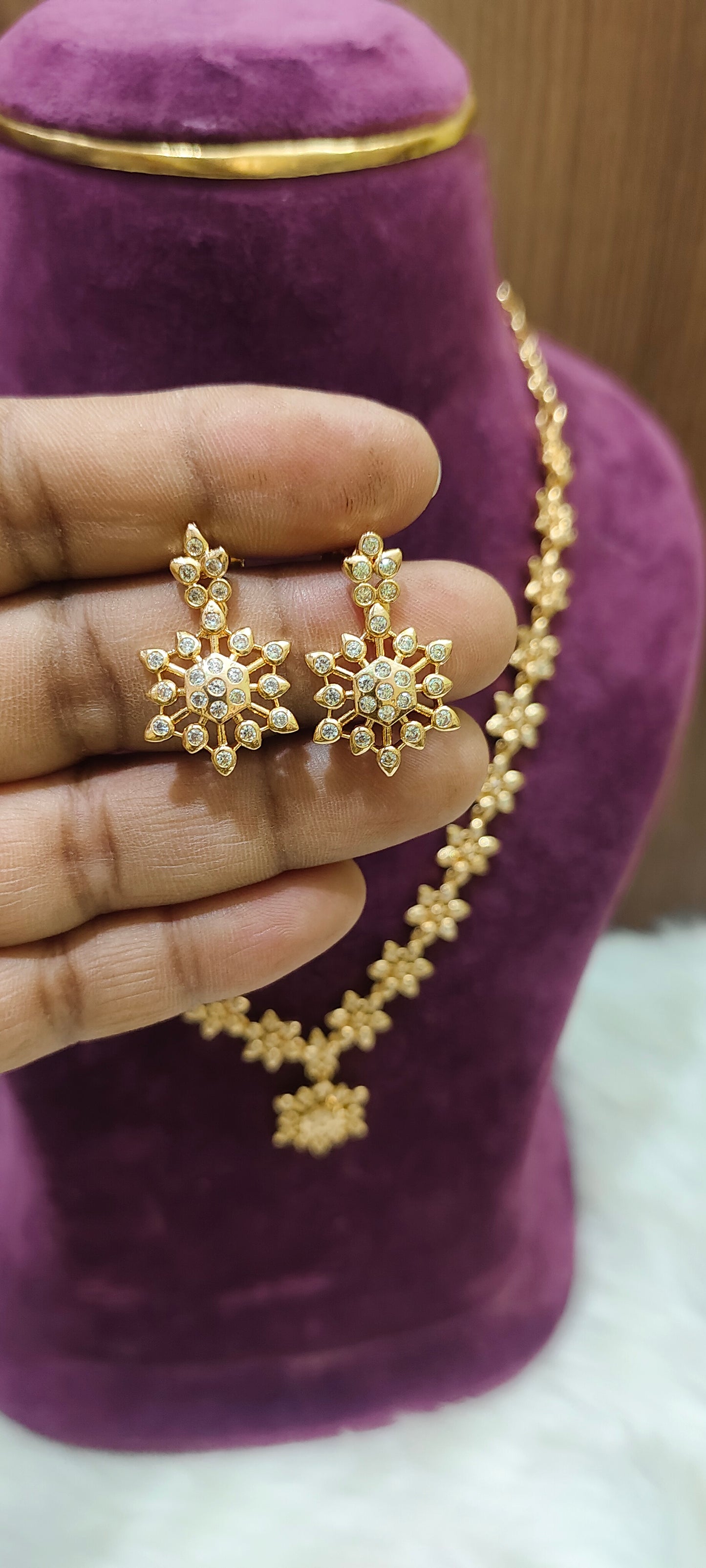 Pure panchaloham dimond look necklace
