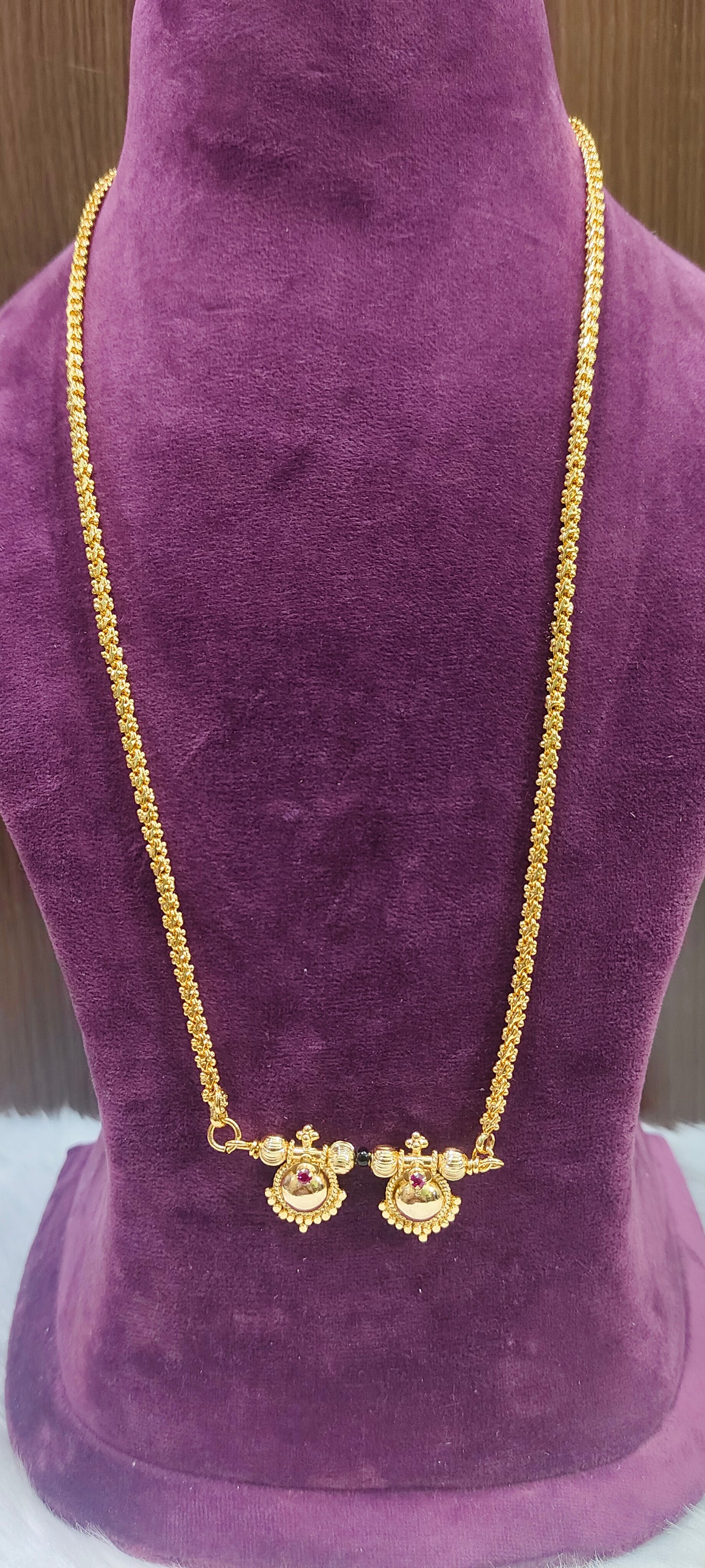 Premium micro gold plated 25" length ball basha chain with mangalsustra