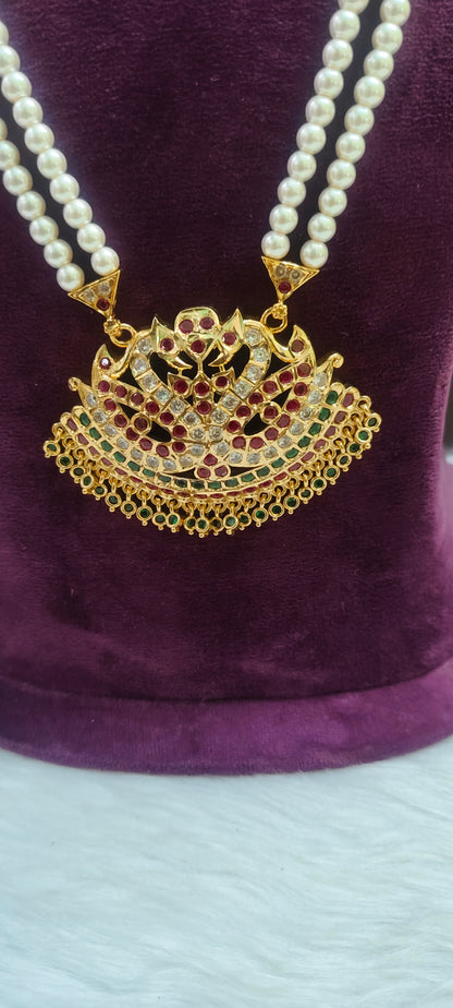 Pure panchaloham 28" length rani haram with earrings