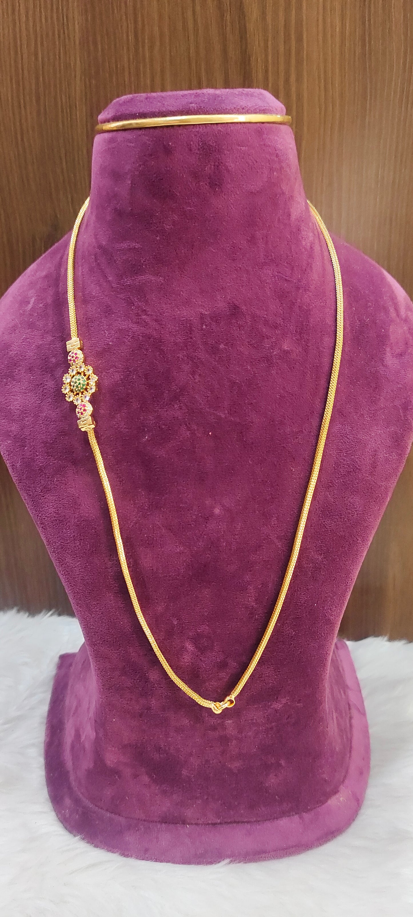 Premium micro gold plated 24" side pendant thali chain
