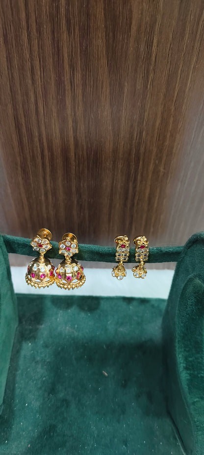 Pure panchaloham vintage look 2 earrings combo