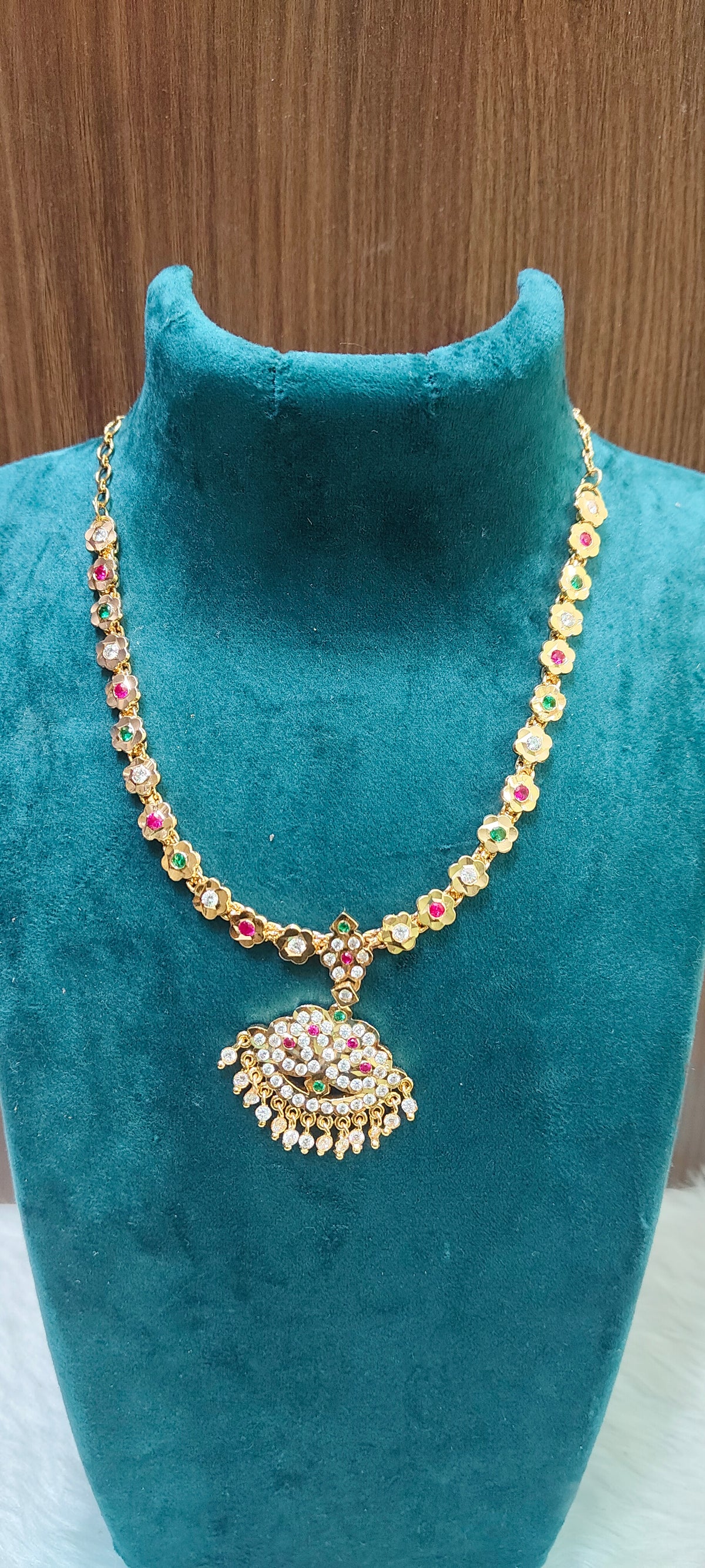 Pure panchaloham gold look jigini necklace( pendant design may slightly changes)