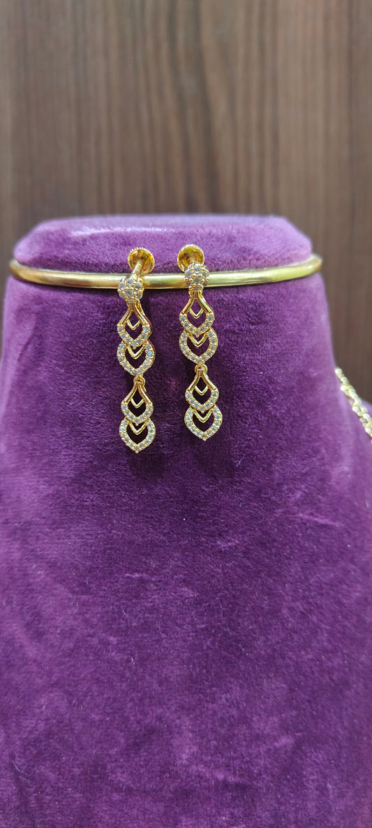 Premium dimond look long haram with earrings