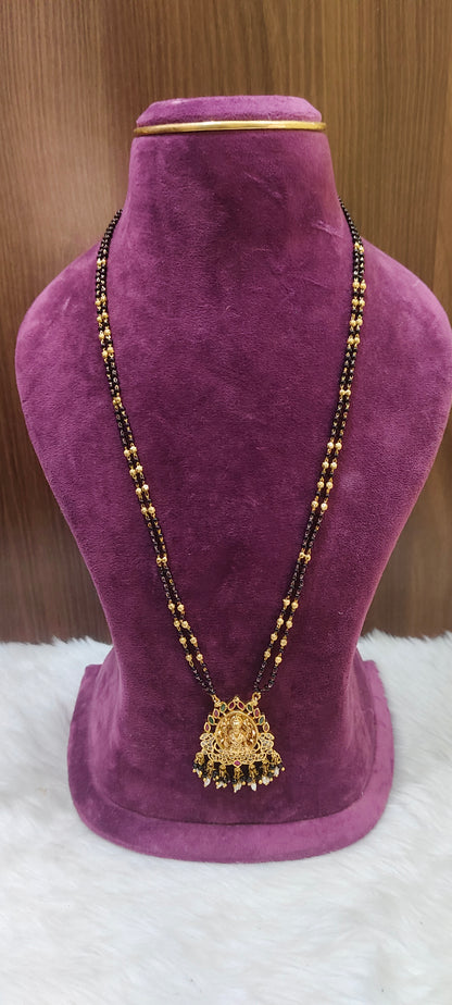 Premium nakshi 28" length long black beads
