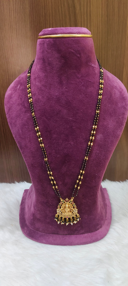 Premium nakshi 28" length long black beads