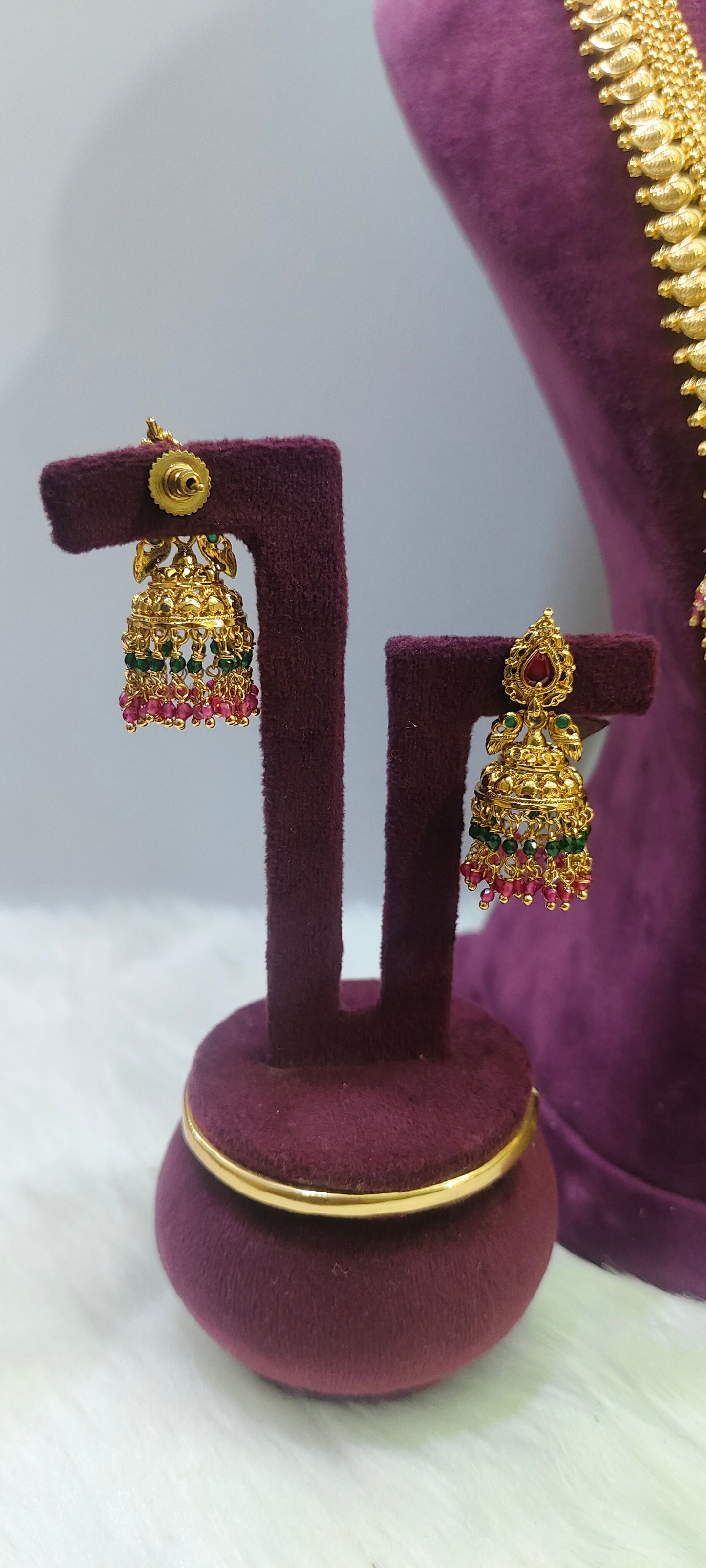 Stunning gold look long haram with earrings